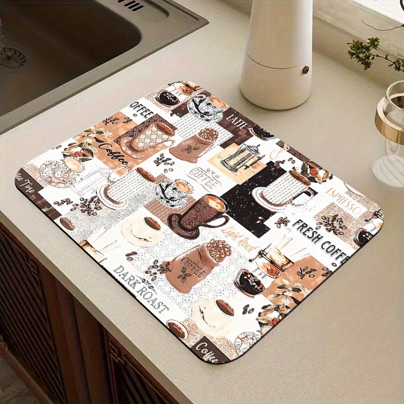 1pc Tableware Mat Super Absorbent Coffee Plate Large Kitchen Absorbent  Drying Pad Quick Drying Drainage Pad