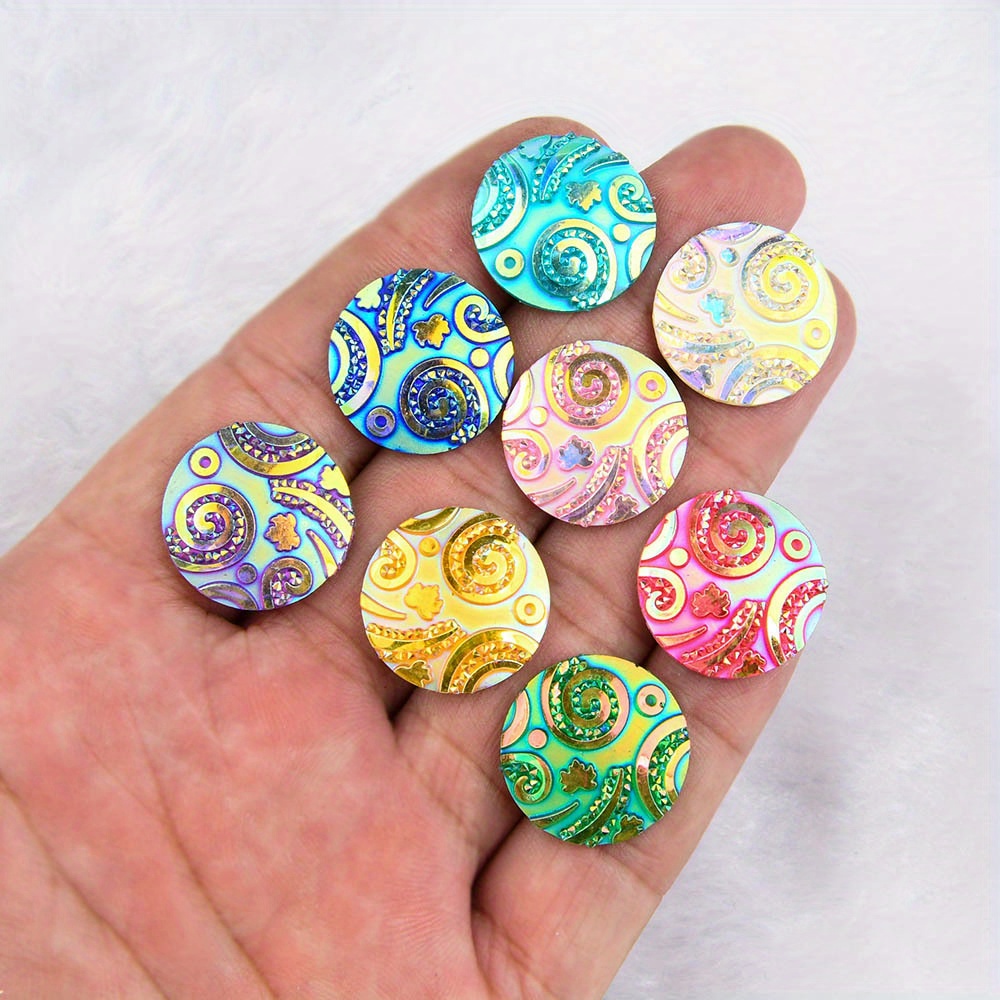 

10pcs Ab Color Resin Rhinestones, 0.79" Flatback Round Flowers For , Crafts & Wedding Decorations