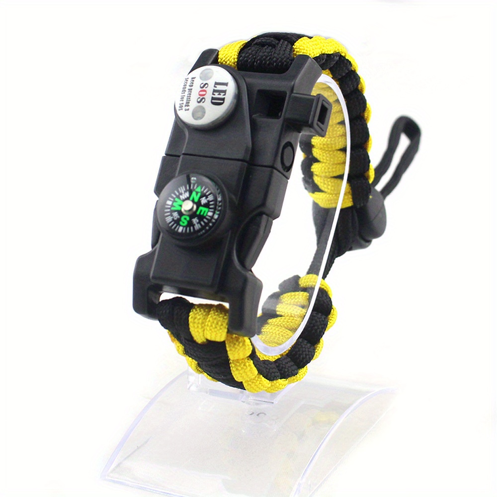  SDS Paquete de 2 pulseras tácticas de supervivencia, color  verde, 7 en 1, silbato de emergencia, brújula, luz y iniciador de fuego,  Paracord, plástico, metal : Deportes y Actividades al Aire Libre