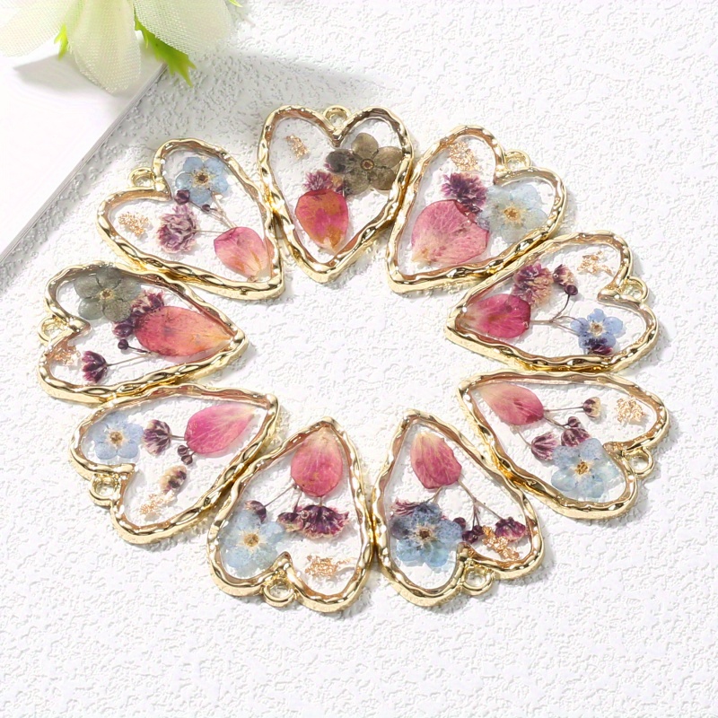 

2pcs Love Transparent 2.5cm Dried Flower Resin Pendant Transparent Floral Charms Bulk For Diy Earrings Necklace Handmade Jewelry Making