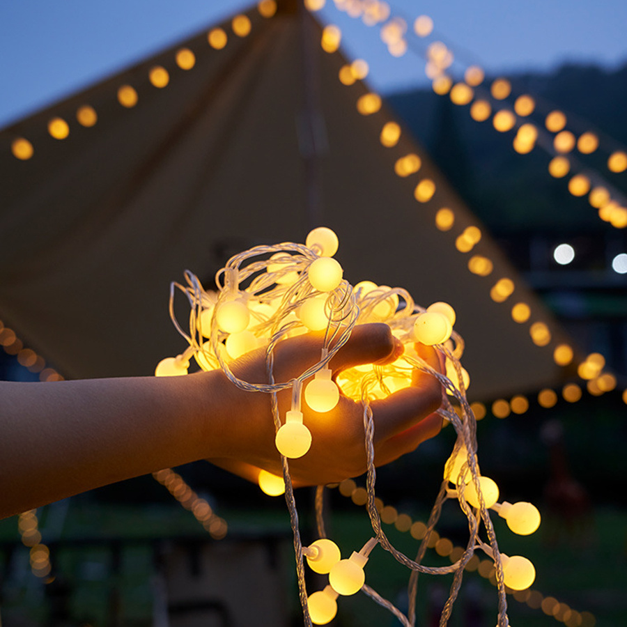 1pc LED Frosted Ball String Lights 3m/11.8ft For Outdoor Camping Canopy  Tent Garden Decoration, American Football Super Foot Bowl Sunday Party  Goods