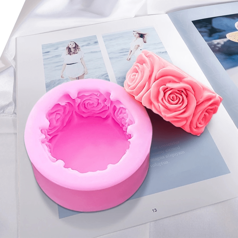 3d Round Rose Flowers Shape Silicone Soap Mold Diy Handmade - Temu