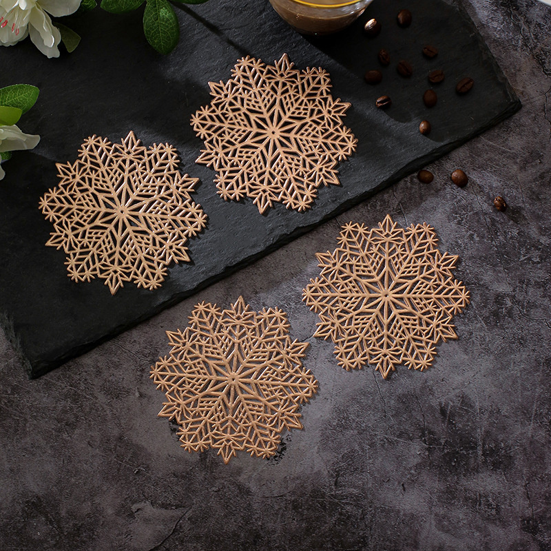 Placemats And Coasters Set Snowflake Shape Absorbent And - Temu