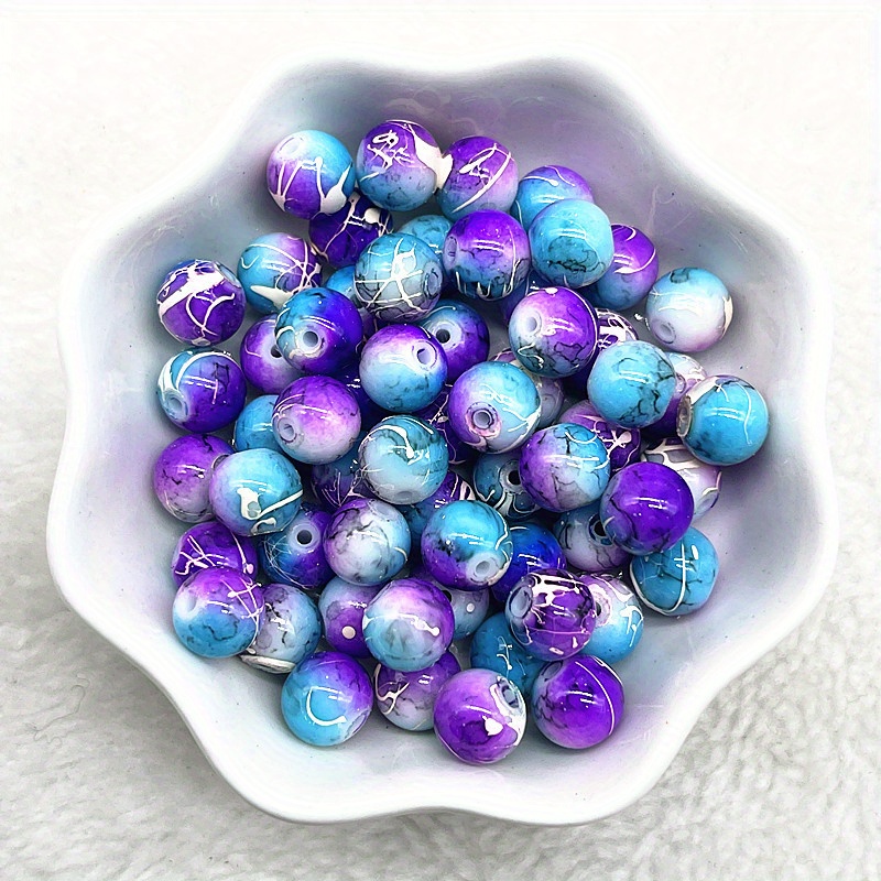 Pattern Round Glass Beads Loose Spacer Beads For Jewelry - Temu