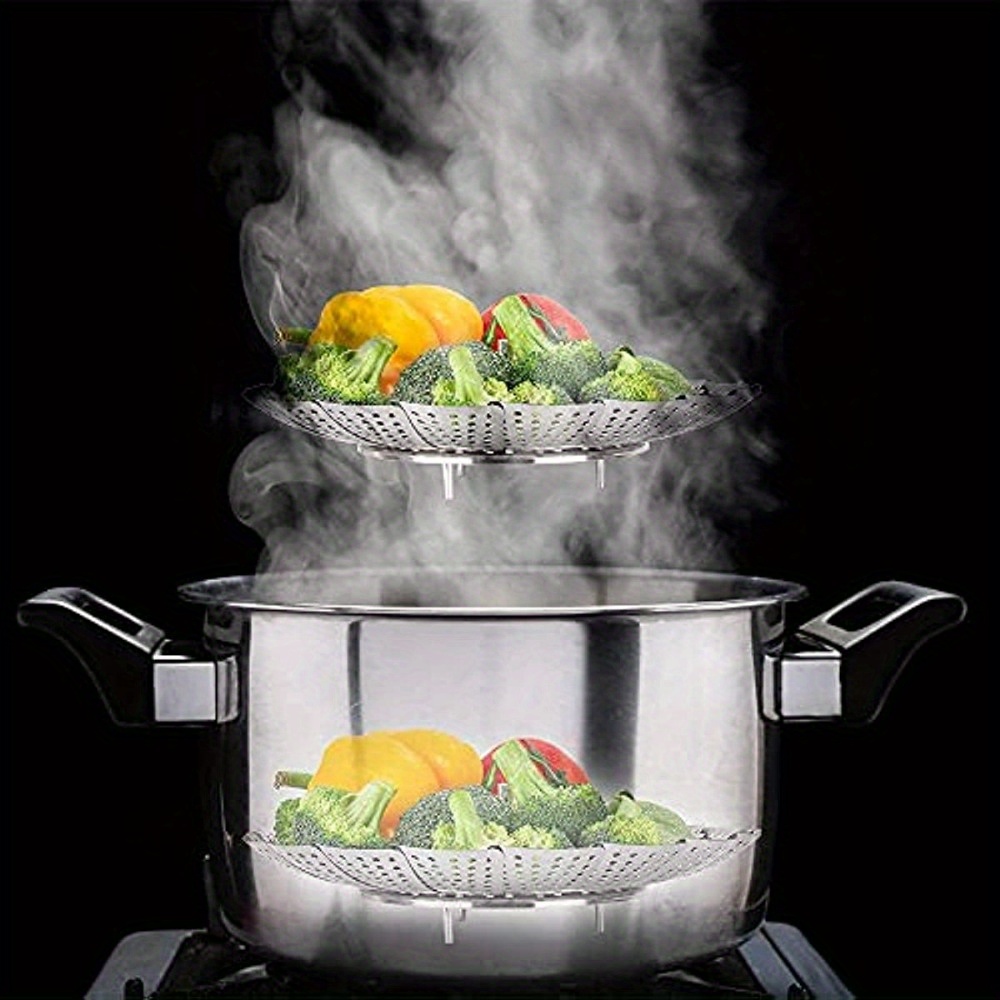 

1pc Stainless Steel Steamer Rack, Vegetable Steamer Basket, Foldable Expandable Steamers To Fit Various Size Pot (6.1 Inches To 10.5 Inches)