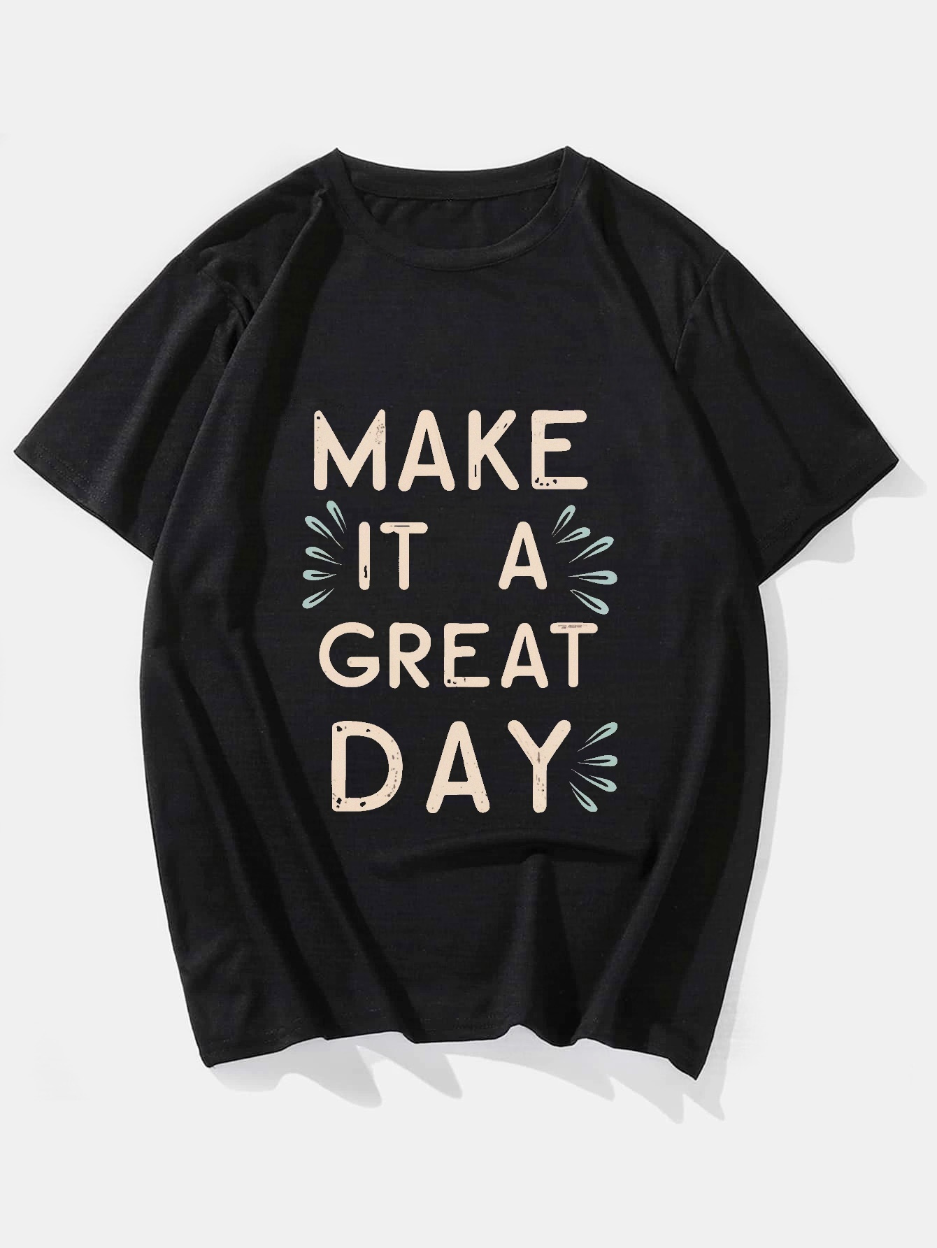 Plus Size Men's 'make A Great Day' Print T shirt Summer Temu South Africa