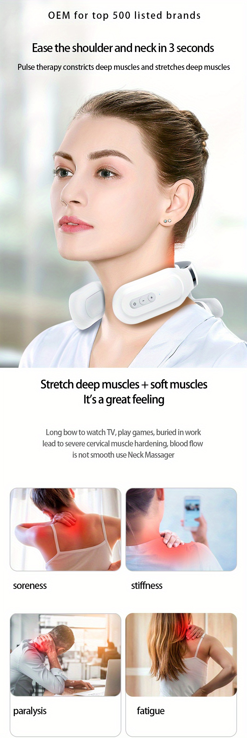 1pc Rechargeable Pulse & Heat Therapy Neck Massager