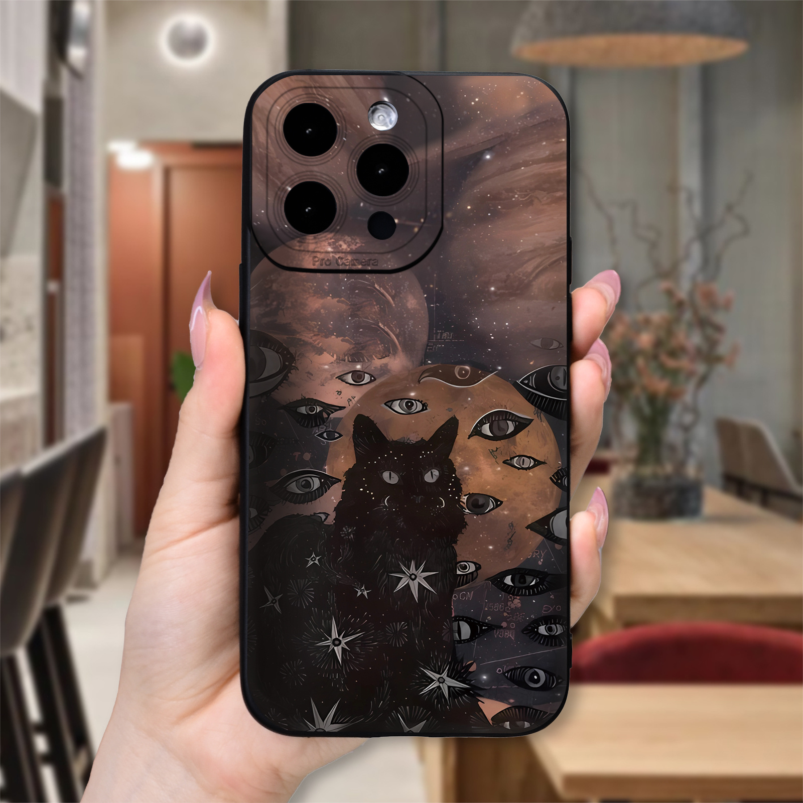 

Creative Cat With Eyes Printed Phone Case For Iphone 15 14 13 12 11 Xs Xr X 7 8 Plus Pro Max Mini