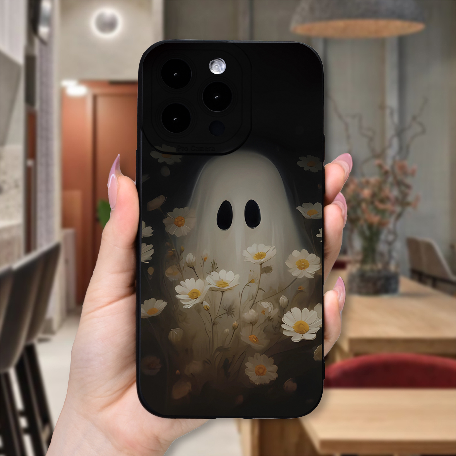 

Small Ghost Printed Phone Case In Creative Flower Bush For Iphone 15 14 13 12 11 Xs Xr X 7 8 Plus Pro Max Mini
