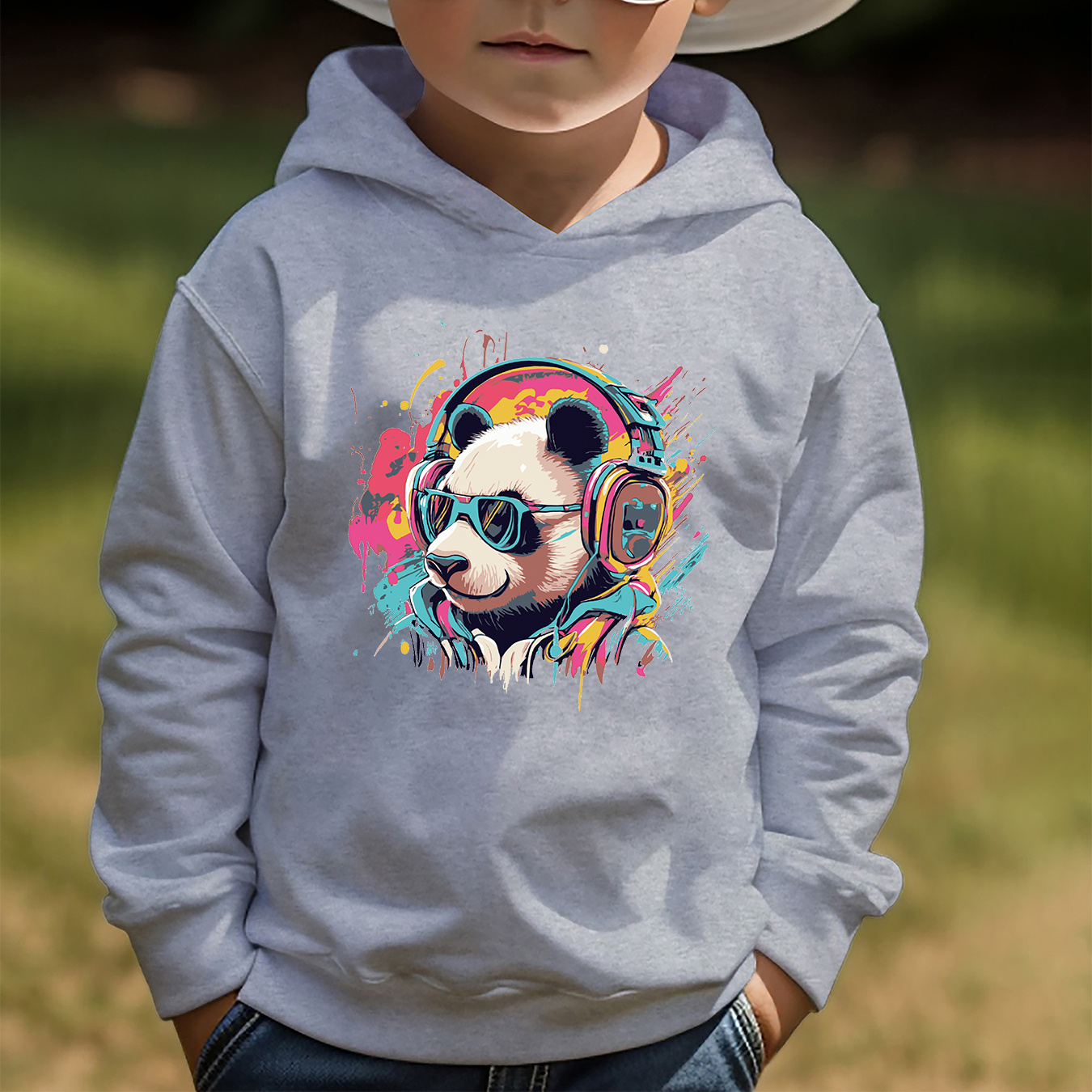 

Cartoon Panda Pattern Print Boys Kids Casual Creative Hoodie Pullover Sweatshirts, Hooded Long Sleeve Tops, Kids Clothing Outdoor