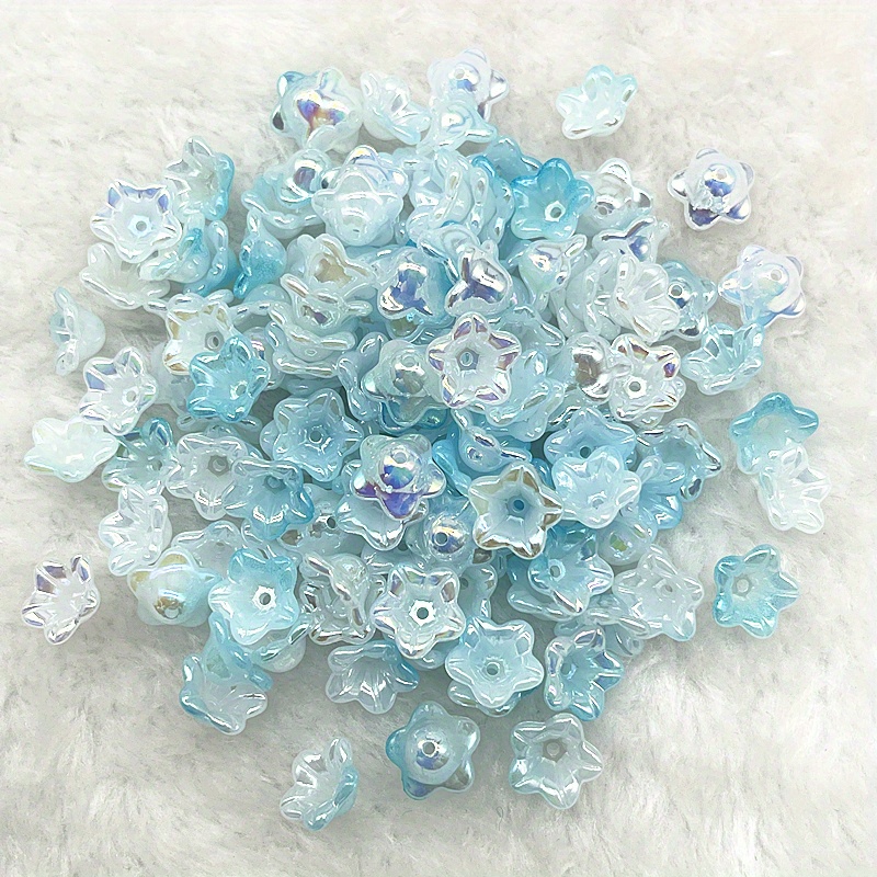 Glass Flower Beads 30pcs 9mm Tulips Flowers Lampwork Beads