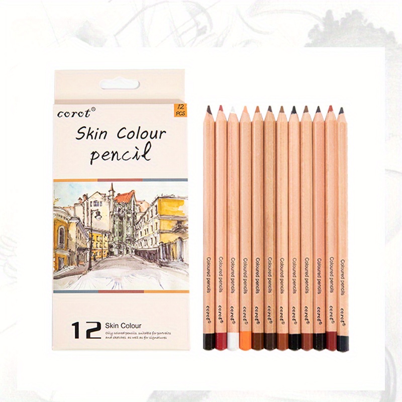 12 Pcs Skin Tone Colored Pencils Wood Portraits Color Pencil For