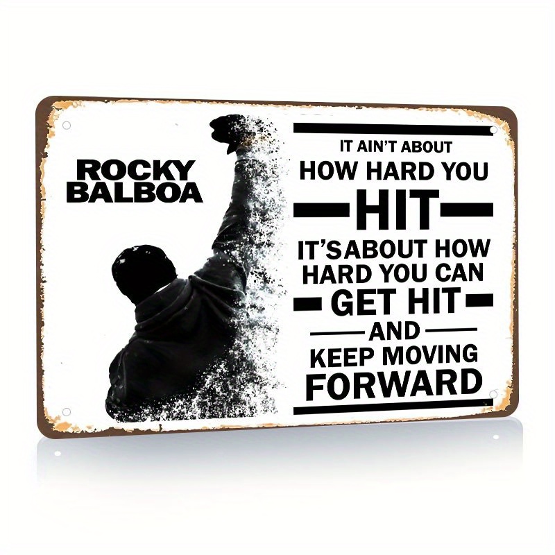 

1pc, Rocky Balboa Movie Inspiring Quotes Tin Sign, Boxing Bar Man Cave Tin Sign Vintage Retro Signs, Retro Bar Cafe Metal Sign Vintage Home Wall Decor Plaque For Living Room Bedroom 12 X 8 Inch