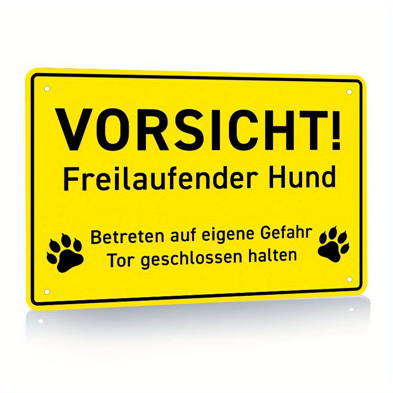 

1pc, Warning Sign With German Text, Caution Free-running Dog Sign, 8x12 Inch Warning Signs, Attention Free-running Dog, Warning Of The Dog Signs