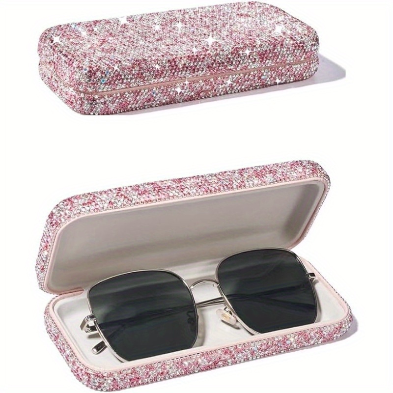 

Bling Rhinestone Glasses Case Decorative Sunglasses Holder Case Eyes Glasses Storage Organizer Box