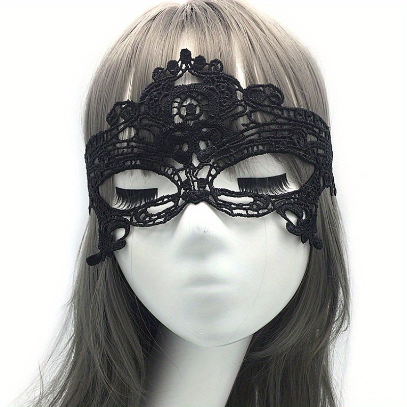 Masquerade Mask Black Queen Lace Mask Halloween Mask For - Temu