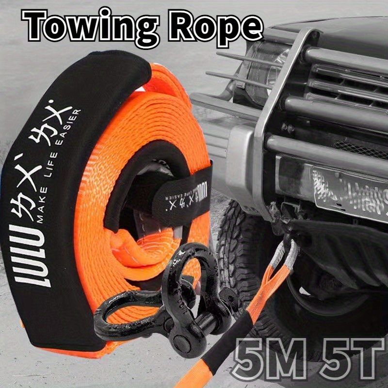 8tons Heavy Duty Car Towing Rope Strap Cable With U Hooks - Temu