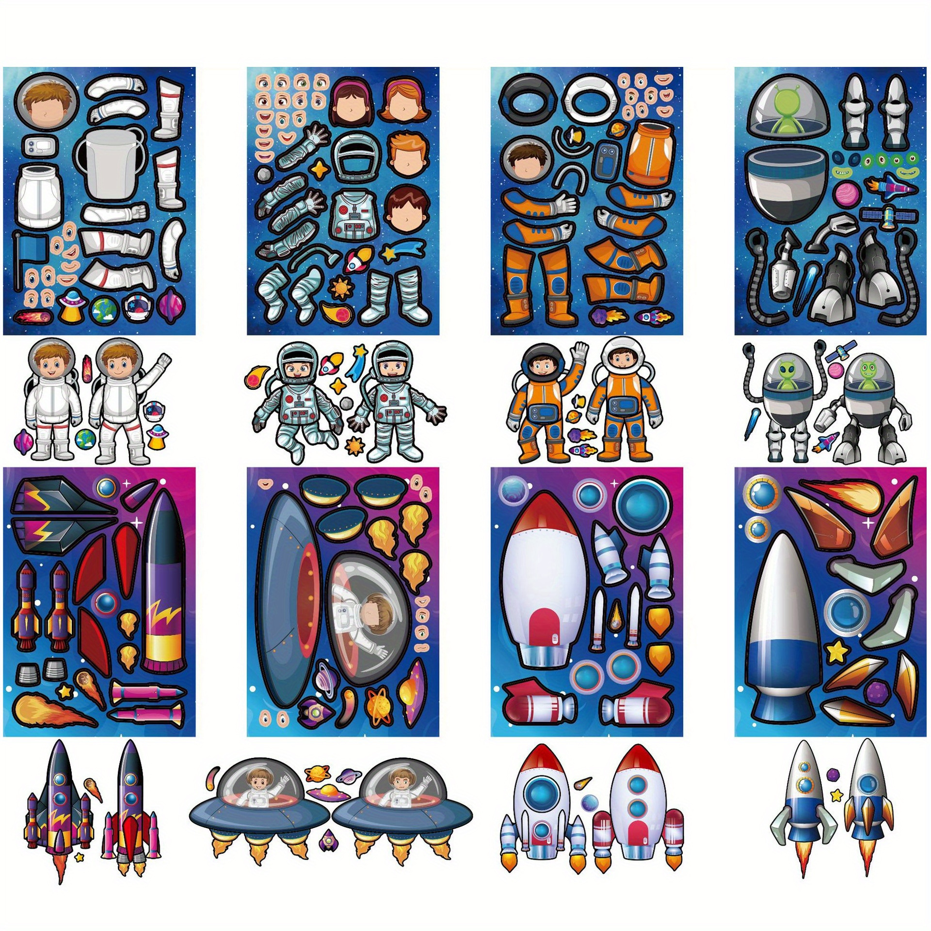 Astronaut Space Series Mosaic Stickers Art Kits Kids Foam - Temu