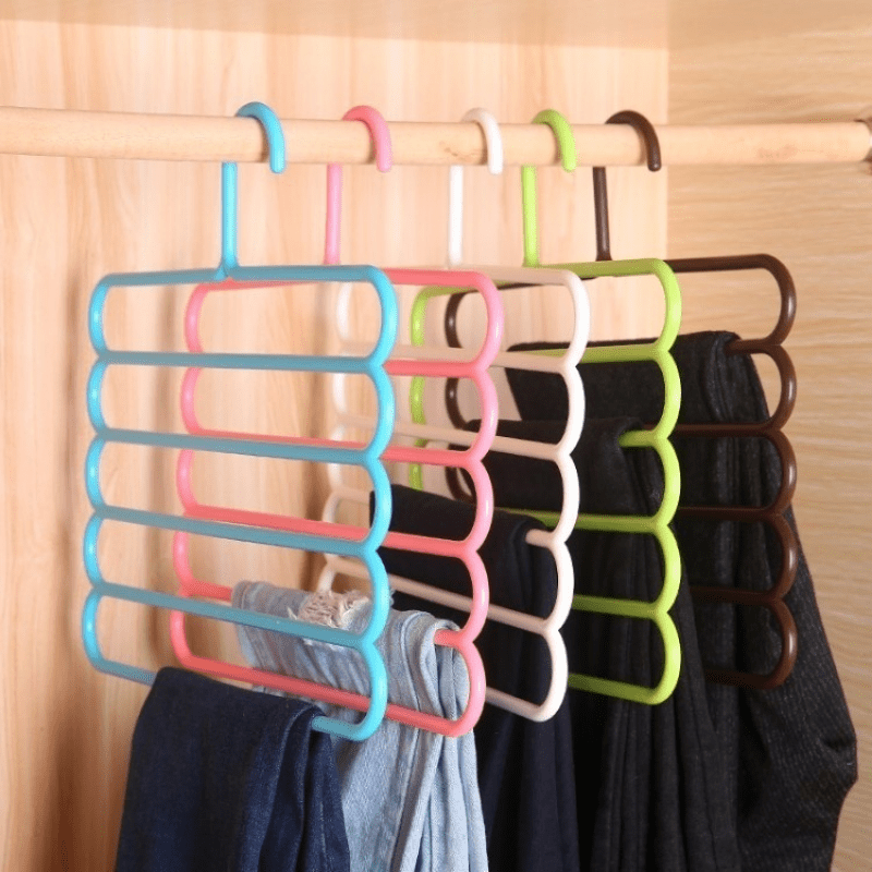 5 Layers Non-slip Multifunctional Clothes Hangers Pants Storage Hangers  Cloth Holder Rack Multilayer Scarf Tie Rack Hanger Holder Space Saving