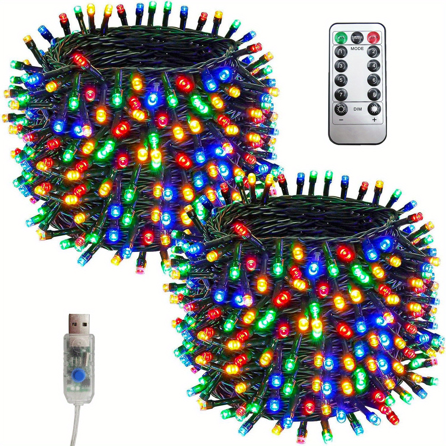 Usb Eight Function String Light, 100/130/160 Led Light, With Remote Control  And Timing Function, Without Battery, For Christmas Indoor And Outdoor  Decoration - Temu