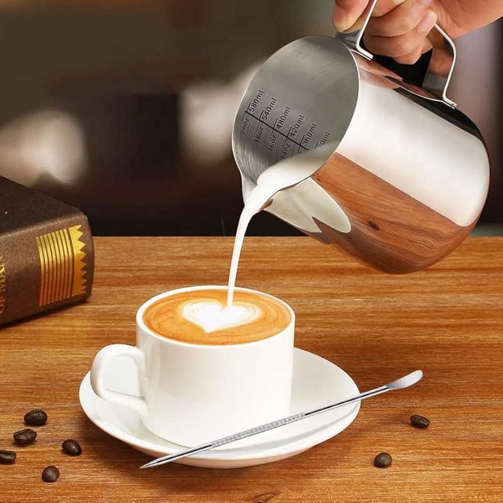 Coffee Latte Milk Frothing Jug, Milk Frother Pitcher, Stainless Steel Jug,  Espresso Barista Pitcher, Milk Pot With Scale, - Temu Belgium