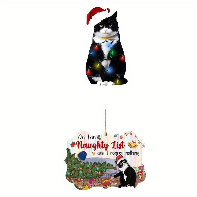 Xmas Black Cat Pendant Christmas Party Decoration Cat - Temu