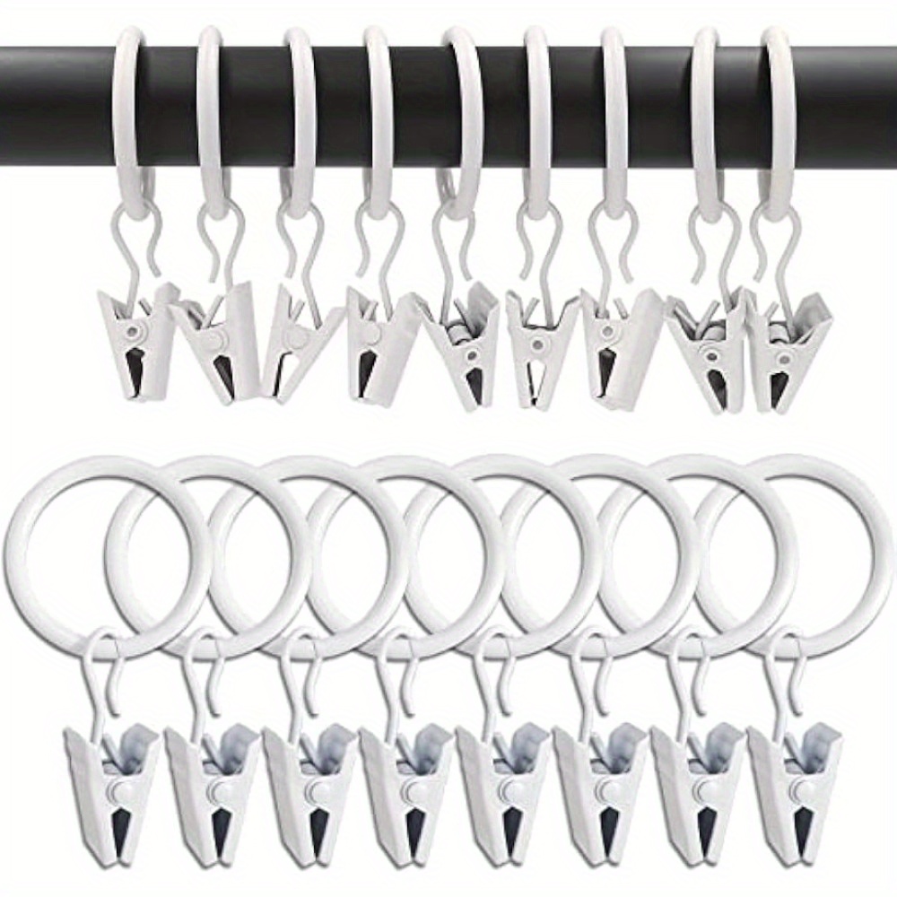 White Curtain Rings Clips Curtain Hooks Hangers Clip Rings - Temu