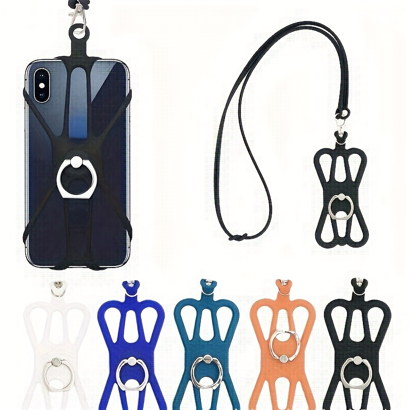  Phone Tether with 2 Patch and Silicone Phone Holder,2 in 1  iPhone Lanyard Tether with Carabiner Clip for Anti-Drop,Fits Most Cell  Phones (Black) : Cell Phones & Accessories