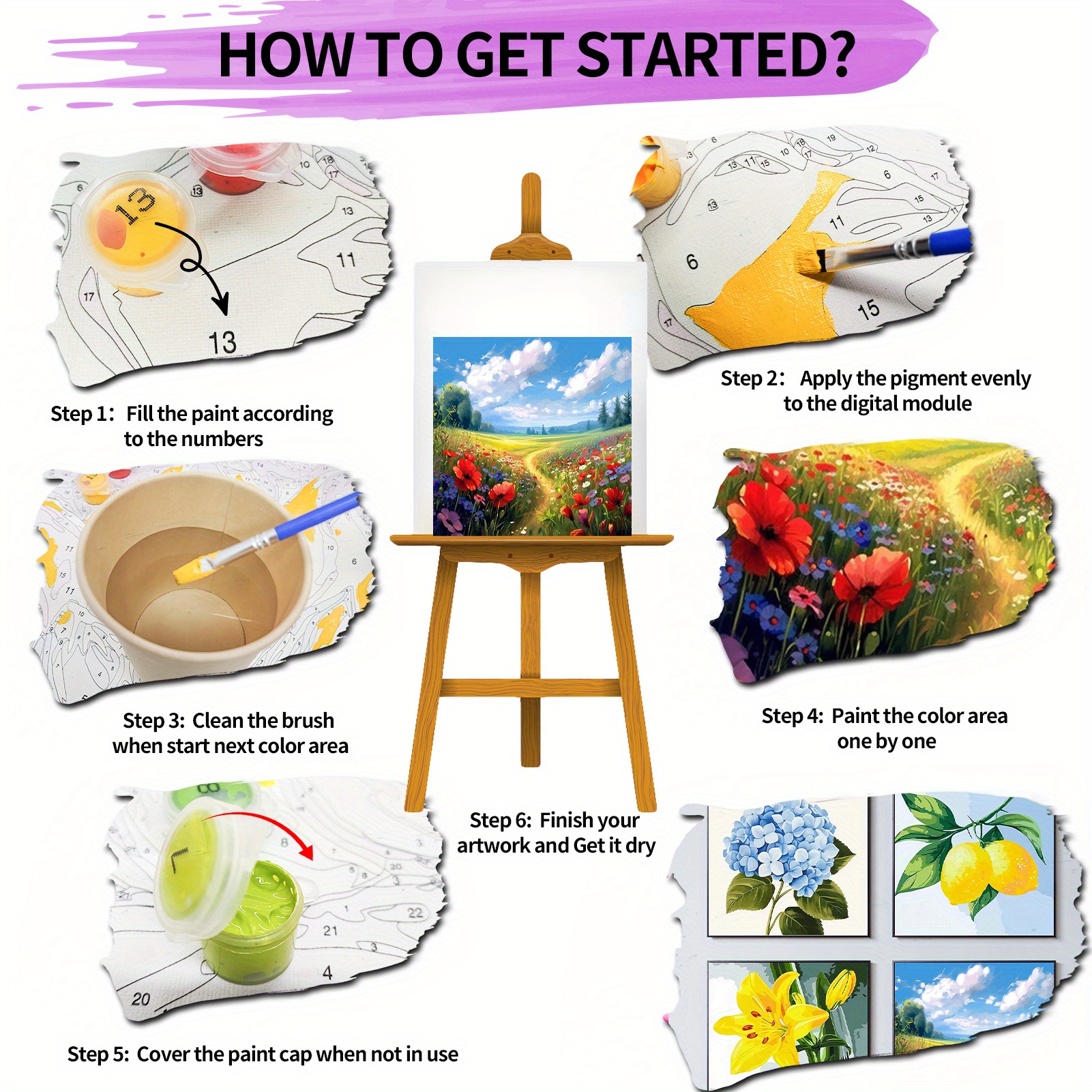 Flowers Paint By Number For Adults Without Frame Diy Oil - Temu