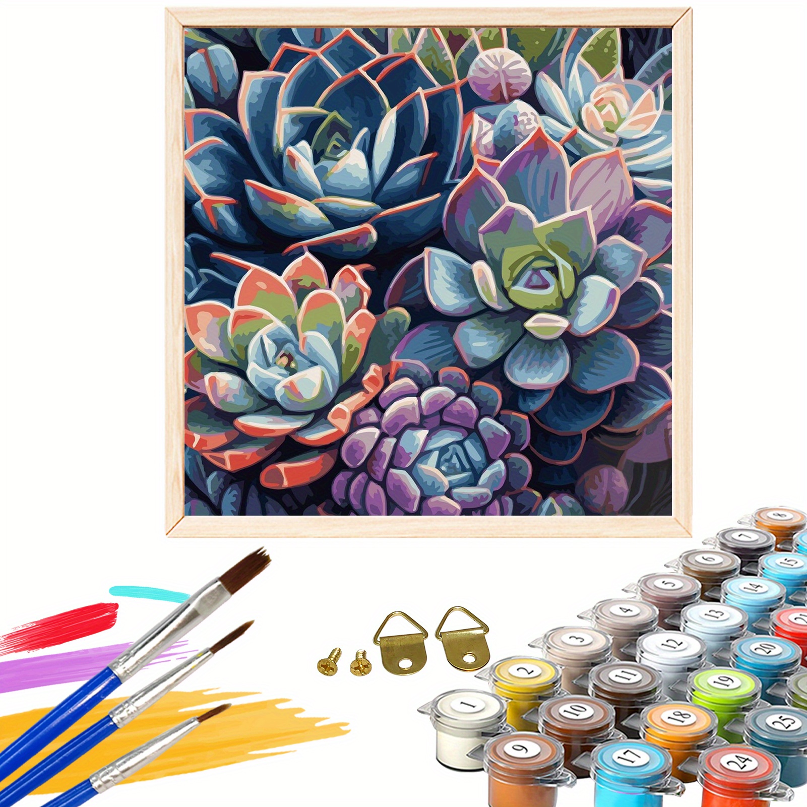Succulent Plant Paint By Number Kit For Adults Without Frame - Temu