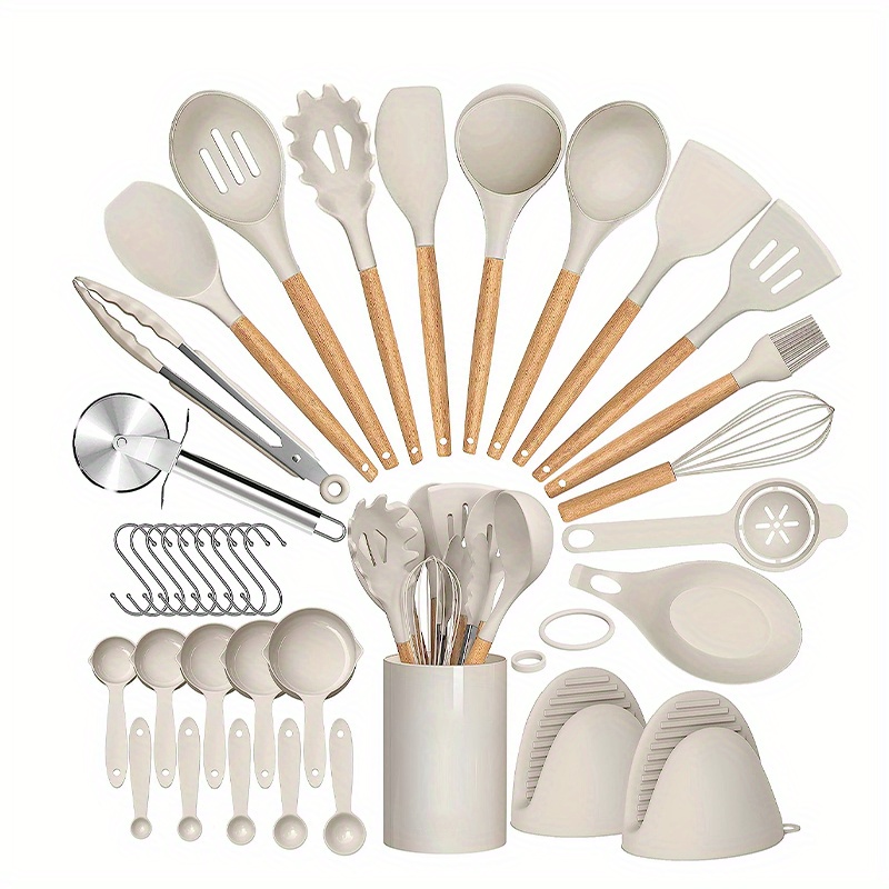 36pcs Set,36pcs Silicone Kitchen Cooking Utensils, Heat-Resistant Cooking  Utensils Set Of Wooden Handles, Non-Stick Kitchen Gadgets, Including  Scraper Spoons, Pizza Knives, Kitchen Stuff Clearance Kitchen Accessories  Home Kitchen Items