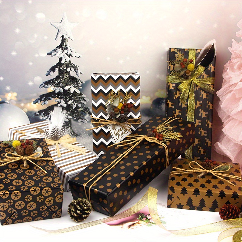 Christmas Simple Bronze Golden Gift Wrapping Paper, Polka Dot Gift