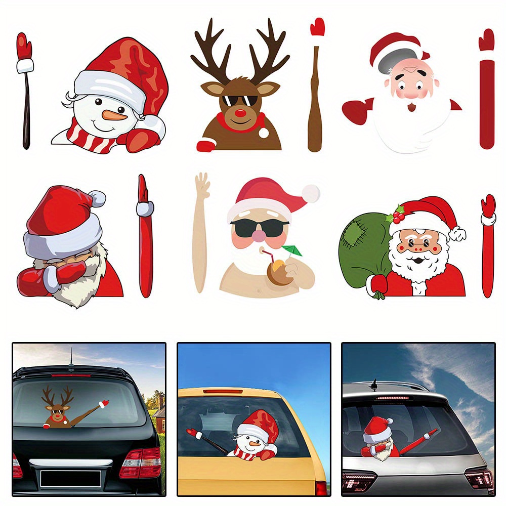 (1 Packung) Weihnachtsmann Wischeraufkleber Abnehmbares Auto Scheibenwischer  Aufkleber Auto Aufkleber (Rucksack verpackt Weihnachtsmann und Schornstein)