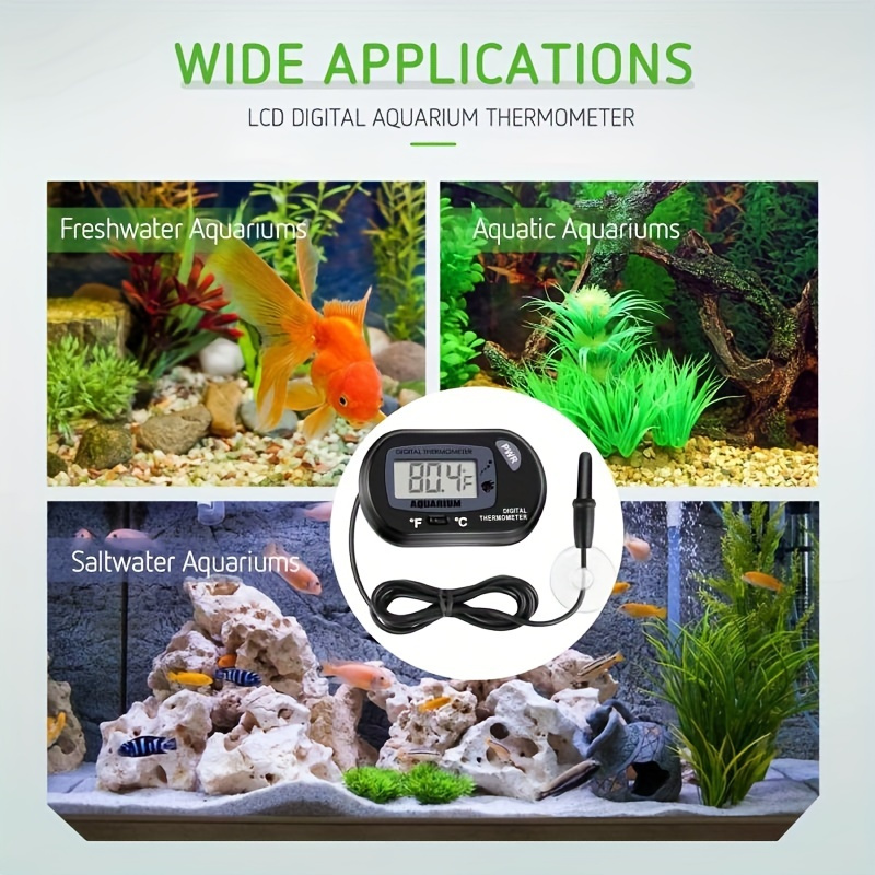 NEPTONION Aquarium Thermometer LCD Digital Aquarium Thermometer with  Suction Cup Fish Tank Water Terrarium Temperature for Fish and Reptiles  Like