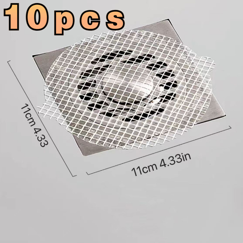 10PCS Round Disposable Shower Drains Hair Catcher Mesh Stickers