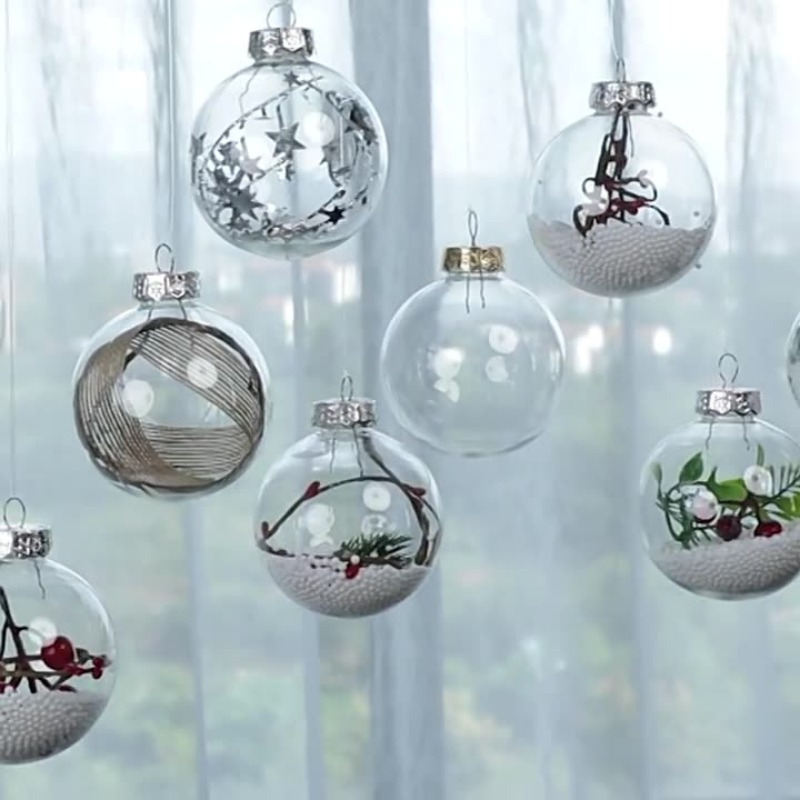 10pcs-Ornaments Balls Plastic Set Clear Iridescent Christmas Ball Ornaments  Plastic Fillable Ornament Ball Iridescent Christmas Ball Ornaments for  Holiday Party Tree Decorations