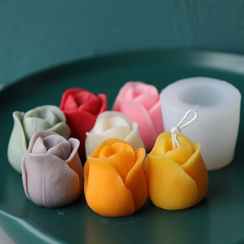 Rose Flower Candle Silicone Mold Homemade Diy Cake Mold Tool - Temu