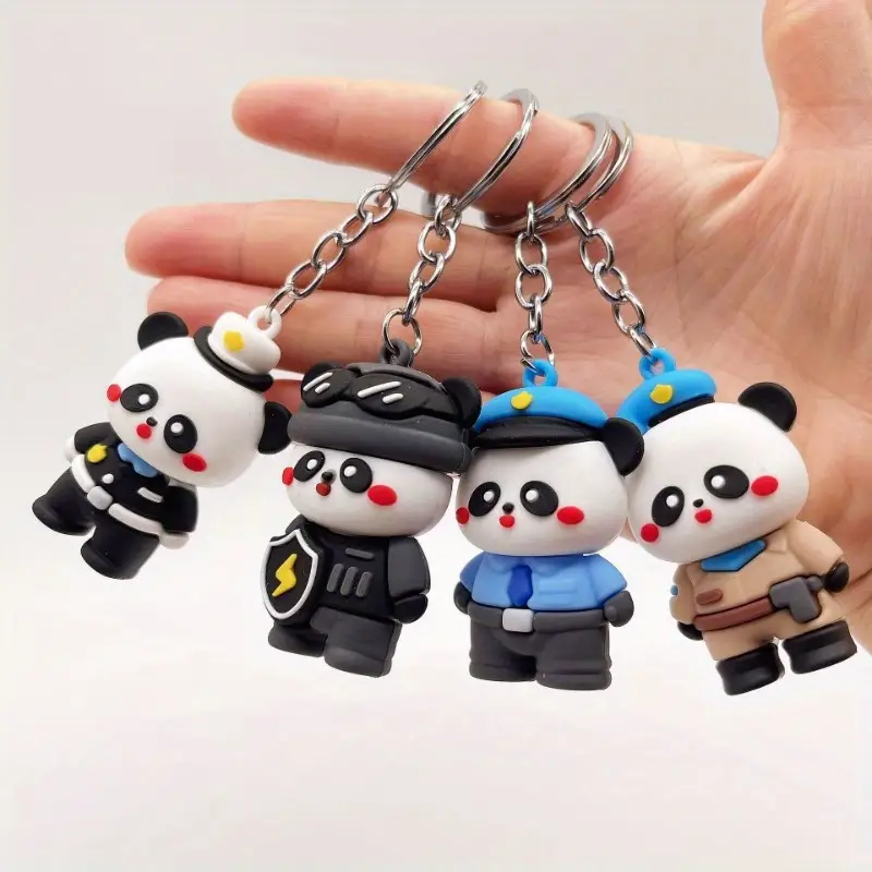 Kreativer Cartoon-panda-polizei-schlüsselanhänger Männer,  Pvc-weichgummi-männer- Frauen-taschenanhänger, Süßer Süßer Panda-anhänger, Kaufen Neuesten Trends