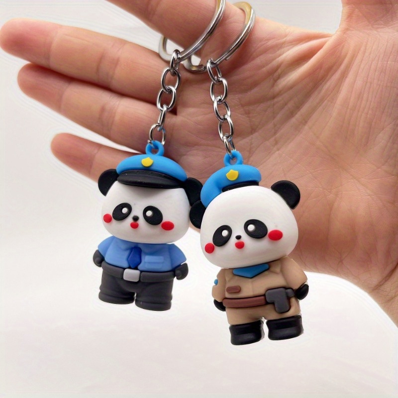 Niedlicher Panda-förmiger Schlüsselanhänger, Kreativer Polizei