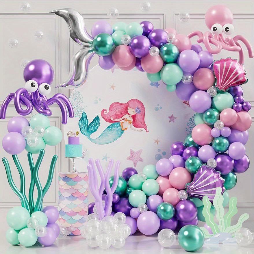 Mermaid Balloon Garland Arch Kit Birthday Decor Sea Theme - Temu South ...