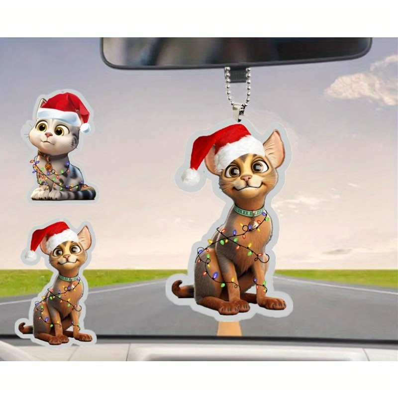 2d-weihnachtskätzchen-deko-anhänger, Auto-innenraum-acryl-zubehör
