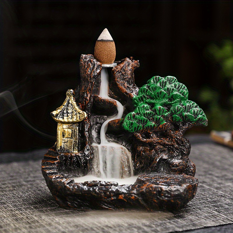 Bruciatore di incenso ornamentale per aromaterapia Riflusso a cascata -  Bruciatore di incenso a riflusso Feng Shui Decor Ornamento in resina - Copy