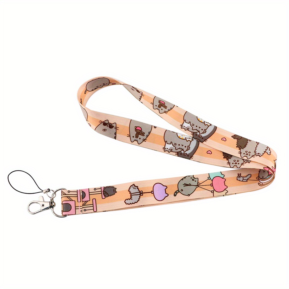 1pc Cute Cat Neck Strap Lanyards Keychain for Keys, ID Credit Card Pass Hang Rope Keychain, Phone Charm Accessories,Temu