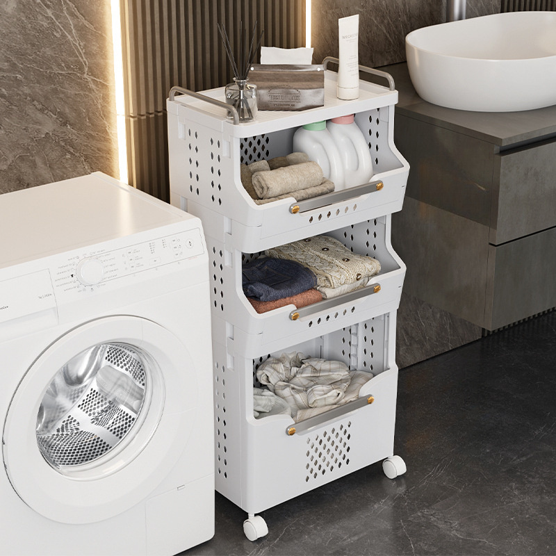 Simple Laundry Basket Multi-functional Storage Basket Hollow-out Breathable  Dirty Clothes Convenient Mobile Organizing Baskets