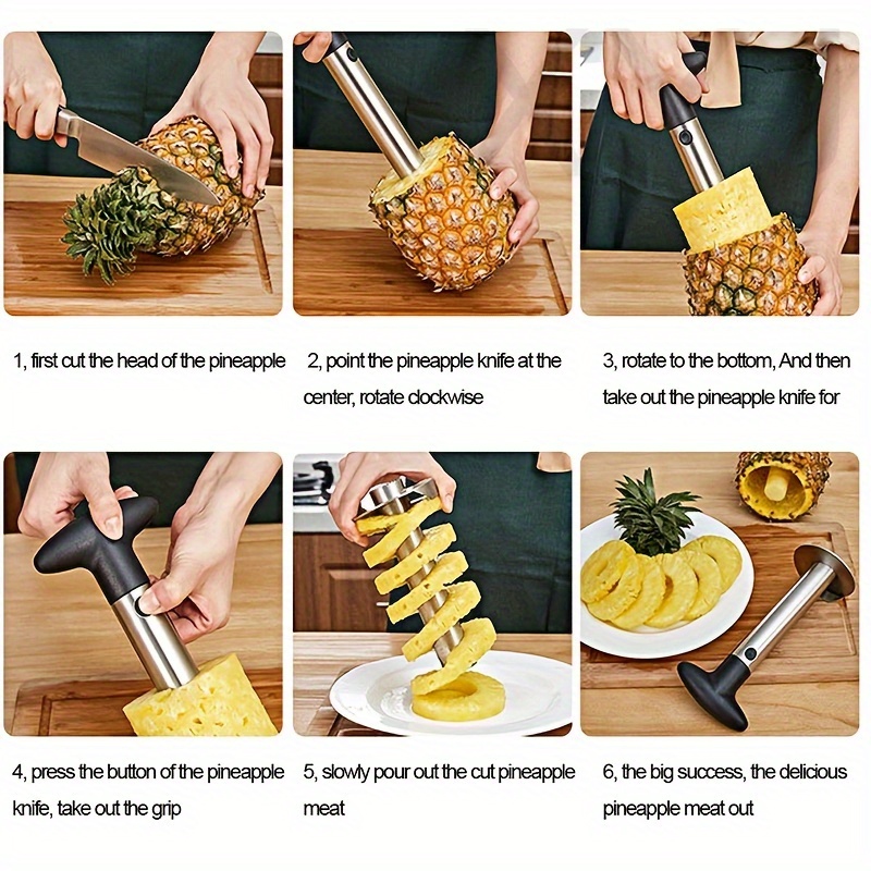 LIURC Vide-ananas et trancheuse d'ananas en acier inoxydable de qualité  supérieure - Lame tranchante renforcée et épaisse - Coupe ananas super  rapide avec pointes dentelées pour la maison et la cuisine 