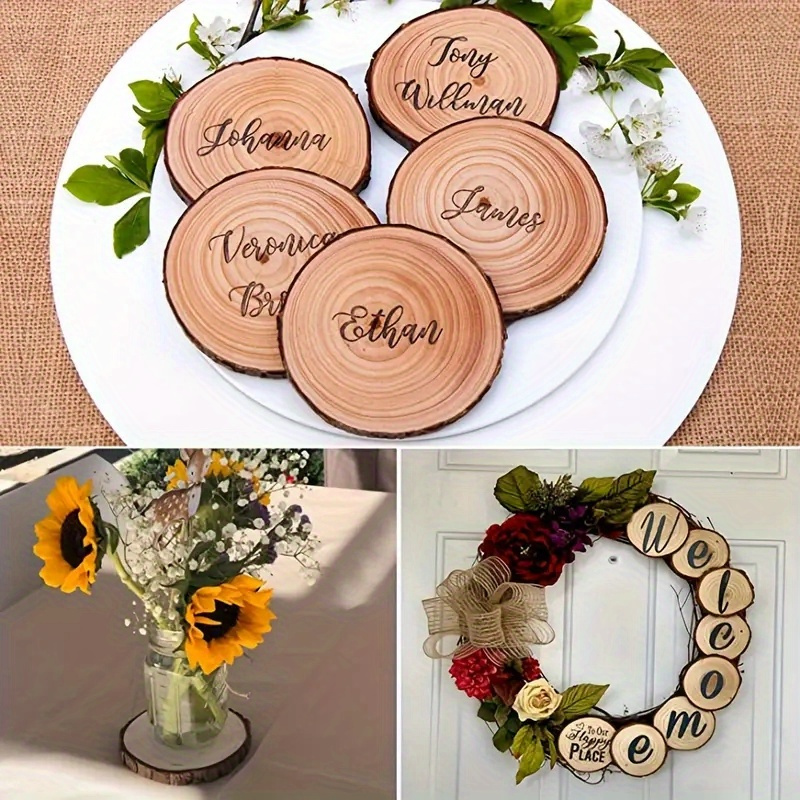 Unfinished Natural Wood Slices 10Pcs Round Wood Chips for Crafts Wood  Christmas Ornaments, DIY Crafts Disc Coasters, Rustic Crafts Wooden Circles  Coasters Wedding Decor 