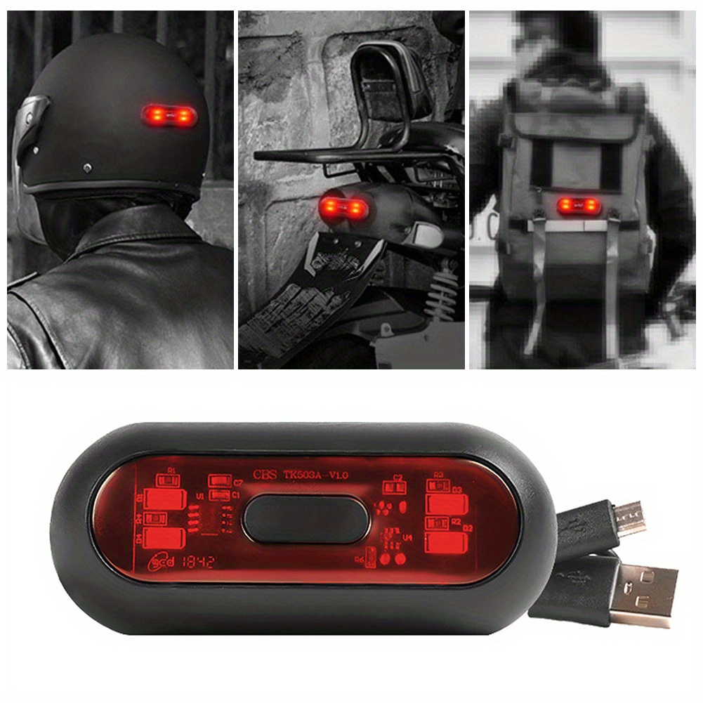 4 × Feu de Signalisation pour Casque de Moto, Barre Lumineuse pour Casque  de Moto, Étanche, LED Veilleuses, Motos ou vélos, Accessoires