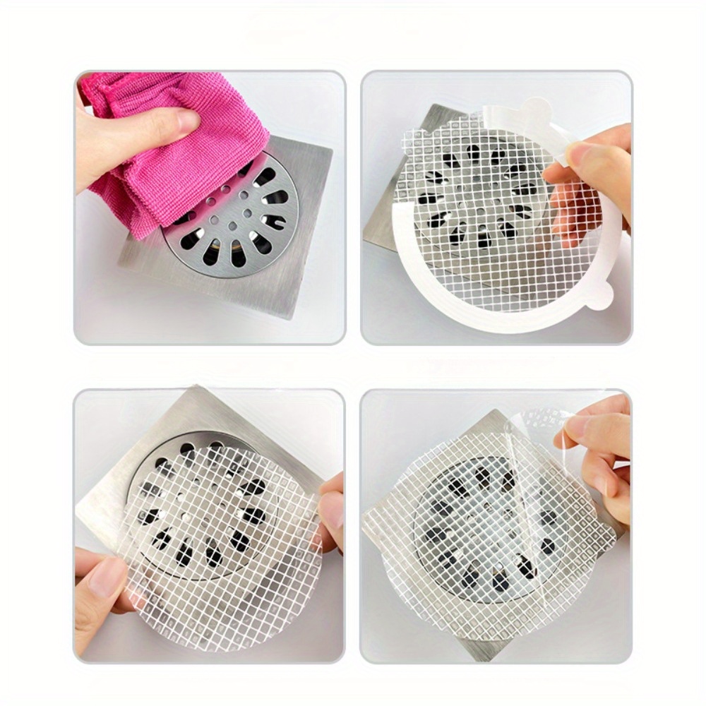 5pcs Disposable Shower Hair Catcher, Drain Sticker For Anti