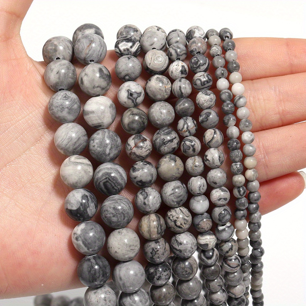 

1 Strand Gray Silk Jasper Beads, Natural Gemstone Beads, Round Semi Precious Stone Beads - 4mm 6mm 8mm 10mm 12mm 15''