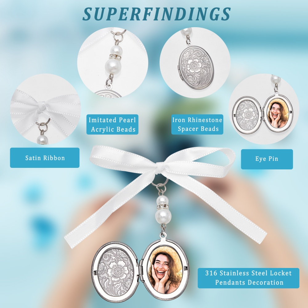 2pcs Wedding Bouquet Charm, Oval Bridal Wedding Bouquet Photo Charms,  Stainless Steel Locket Pendants Decoration, 75mm Memorial Angel Photo  Charm, Eng